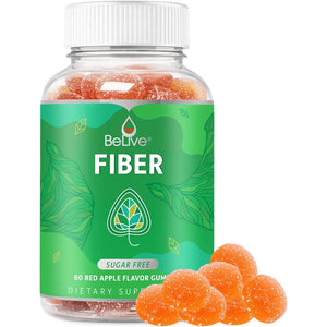 Fiber Gummies with Sugar-Free Prebiotic & High Strength Inulin - Fiber Supplement, Weight Control, Digestive Support for Kids & Adults - Apple Flavor (60 Ct) (1 Pack)