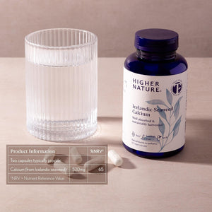 Higher Nature - Icelandic Seaweed Calcium - True Food® Formula - 260Mg Natural Source - Clinically Proven Calcium Supplement - Supports Bones, Teeth & Digestive Enzyme Function - 60 Capsules