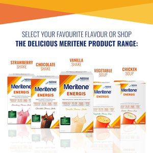Meritene Energis Vanilla Protein Shake | 30G Powder Sachets, Pack of 15 | Nutritional Support Mix with Proteins and Minerals | with Vitamin D, B & K