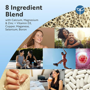 Calcium Magnesium & Zinc with Vitamin D D3 Copper Selenium Boron and Manganese - 365 Tablets - Nutravita