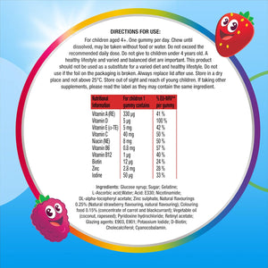 Centrum Multigummies, Immunity Support, Gummy Multivitamins for Kids with Mixed Berry, Natural Fruit Flavour, Includes Key Vitamins C and D, 30 Chewable Multigummies