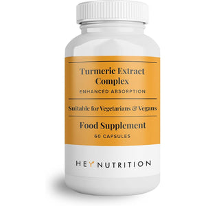 Hey Nutrition Turmeric Extract Complex - Vitamin D3 & C, Black Pepper Extract - Support Muscle & Joint Relief - Maximum Potency & Enhanced Absorption - UK Manufactured - 60 Vegan Capsules