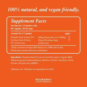 Pumpkin Seed and Soy Germ Capsules | Bladder Strength Supplements | High Strength 600Mg per Serving, 60 Capsules, Vegan & Gluten Free, Made in the UK