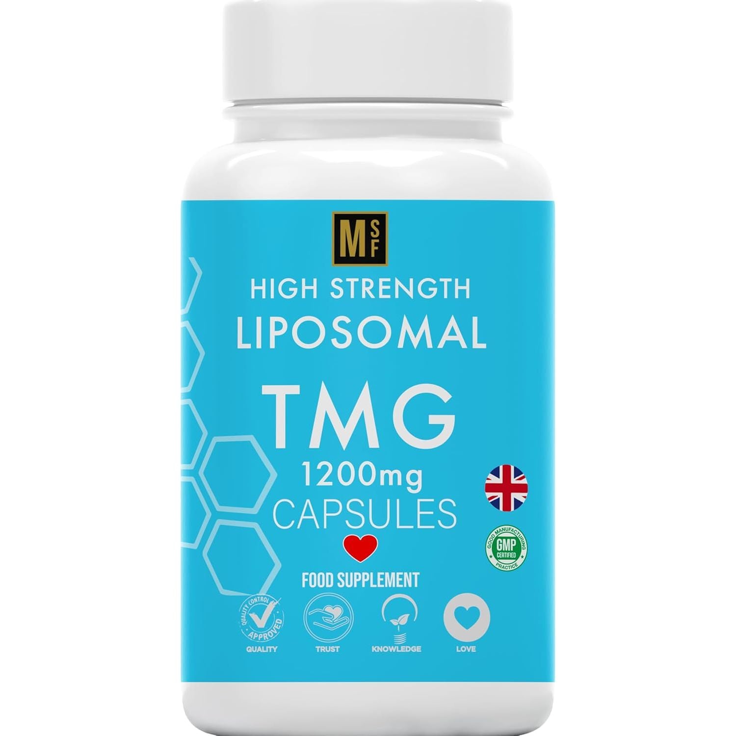 TMG 120 Capsules (1200Mg) 99% Pure Trimethylglycine Supplement as Betaine | High Strength 1-A-Day | 4 Months Supply | Liver Heart Health | Liposomal Delivery for Max Absorption, Longevity, Vegan