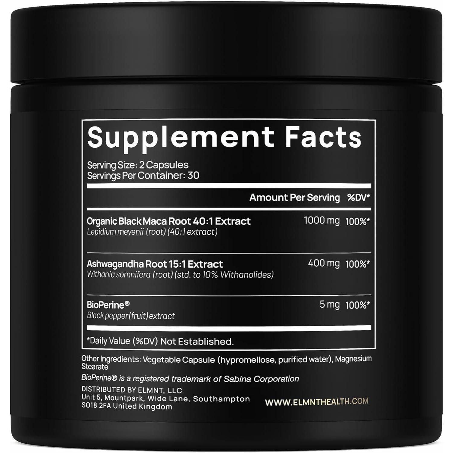 Organic Black Maca Root 40,000Mg  40X Strength Supplement for Men