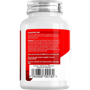 Bacopa Monnieri 500Mg High Strength 120 Vegan Capsules Brahmi Extract Manufactured in ISO Lisenced Facilities Non - GMO, Dairy Free, Allergen Free & Gluten Free