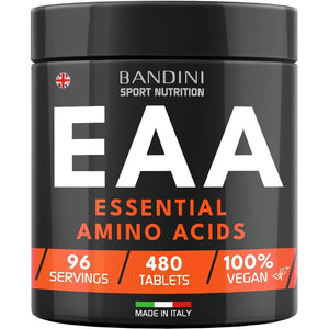 Bandini® EAA Essential Amino Acids | 480 Tablets 96-Day Supply | with All 9 Eaas Intra, Pre and Post Workout | Amino Acid Supplements for Sport | NO Additives, EAA Amino Acids, Vegan Friendly