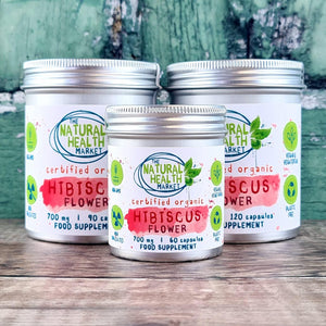 Organic Hibiscus Flower 700Mg Capsules • Soil Association Certified Organic (120 Capsules)