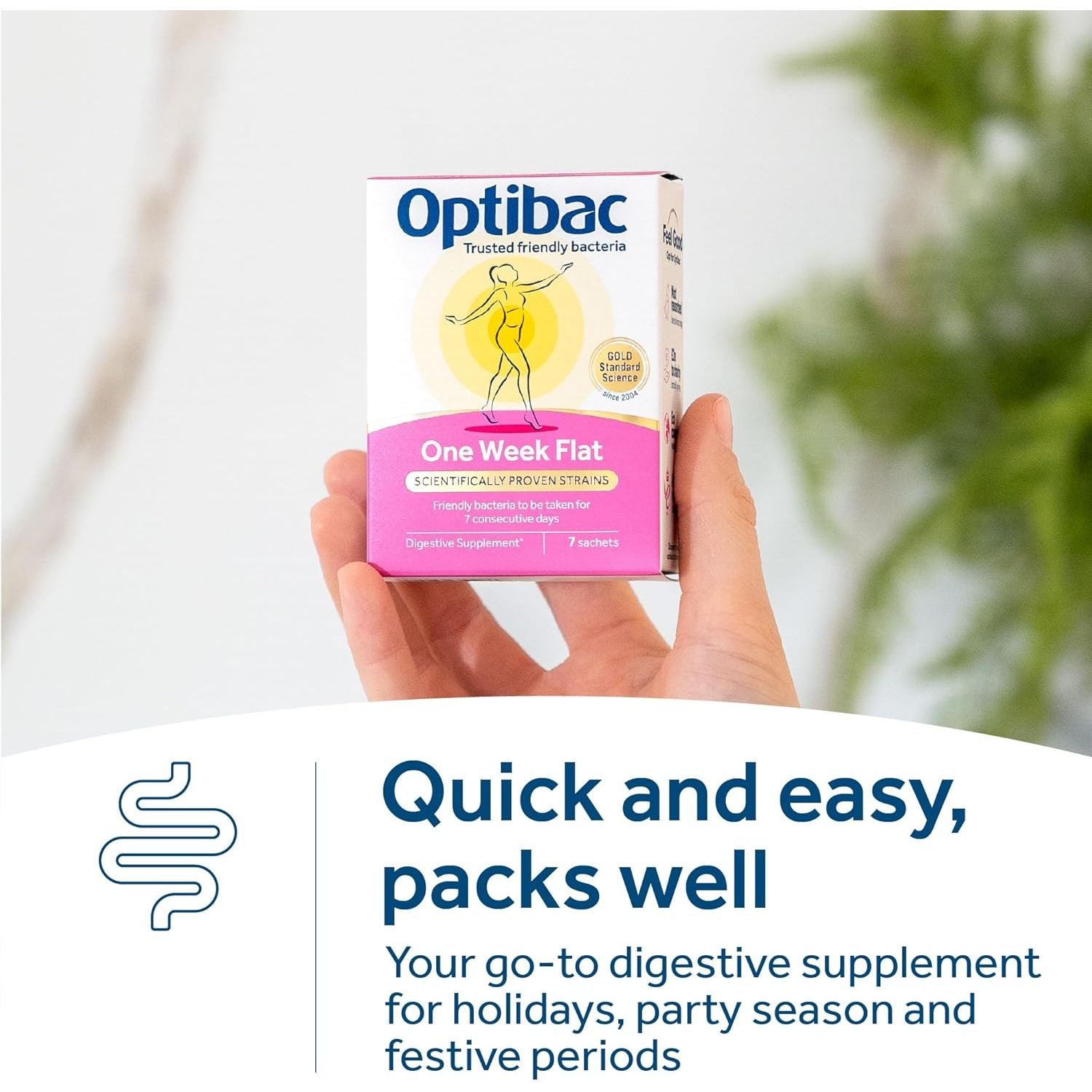 Optibac Probiotics One Week Flat - Vegan Digestive Probiotic Supplement Powder Suitable for Bloating with 5 Billion Bacterial Cultures - 1 Week Supply, 7 Sachets