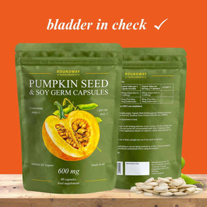 Pumpkin Seed and Soy Germ Capsules | Bladder Strength Supplements | High Strength 600Mg per Serving, 60 Capsules, Vegan & Gluten Free, Made in the UK