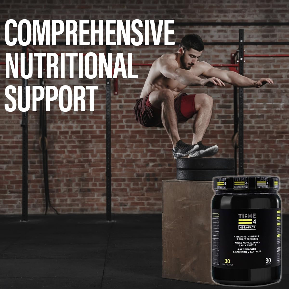 Time 4 Mega - Pack 30 Day Supply - Ultra High Strength Vitamins, Minerals, Trace Elements, Herbal Extracts, Omega 3 Fatty Acids, L-Carnitine, Coq10, Liver Support Liver Health & Nootropic Complex