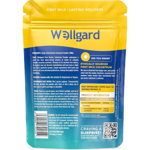 Wellgard Pure Colostrum Powder, High Levels of Immunoglobulin G (Igg), Unflavoured, Gmo-Free, Hormone-Free, 60G