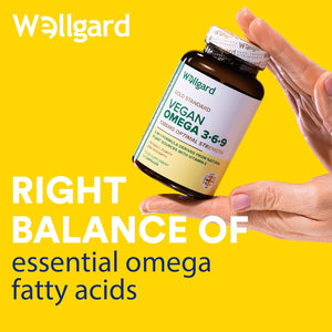 Vegan Omega 3 6 9 Capsules by Wellgard - High Strength 1386Mg Flaxseed Oil Capsules with Alpha Linolenic Acid (ALA), Linoleic Acid (LA), Vitamin E