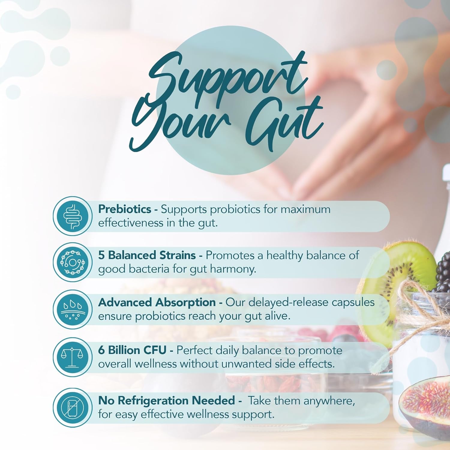 Zipvit Probiotic 6 Billion CFU with Prebiotic, Multi Strain Probiotics for Gut Health, 5 Strains Including Lactobacillus Acidophilus, 60 Vegetarian Capsules for Women & Men, 2 Month Supply