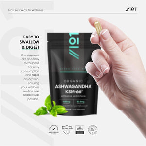 Organic Ashwagandha KSM-66® with Bioperine 1650Mg – 90 Vegan Capsules – 5% Withanolides – Most Bioavailable Full-Spectrum Root Extract – Resealable and Recyclable Pouch by Alpha01