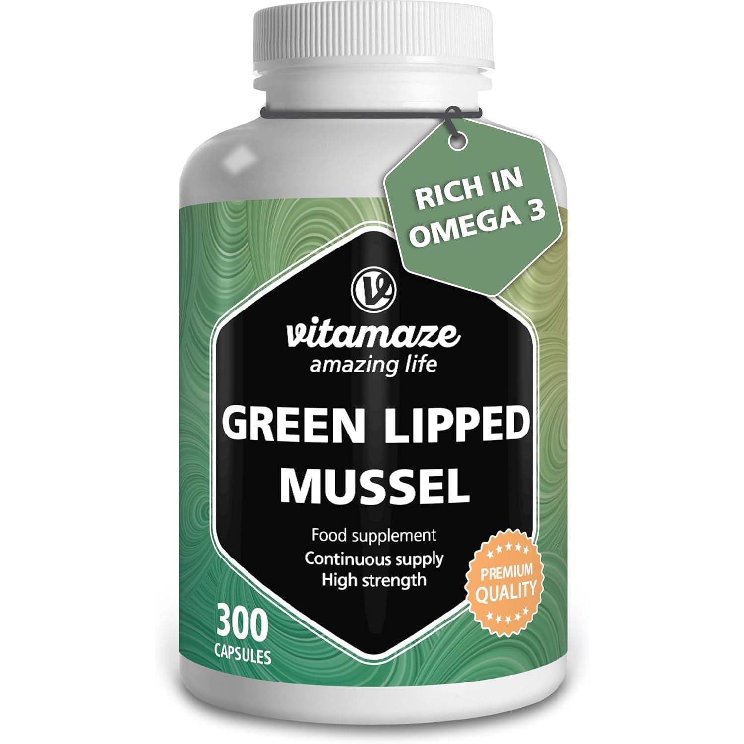 Green Lipped Mussel 1500Mg- Omega 3 & Glycosaminoglycanes- 300 Capsules Pure New Zealand Green Lipped Mussel Powder - Supplement for Cartilage and Joints - German Quality