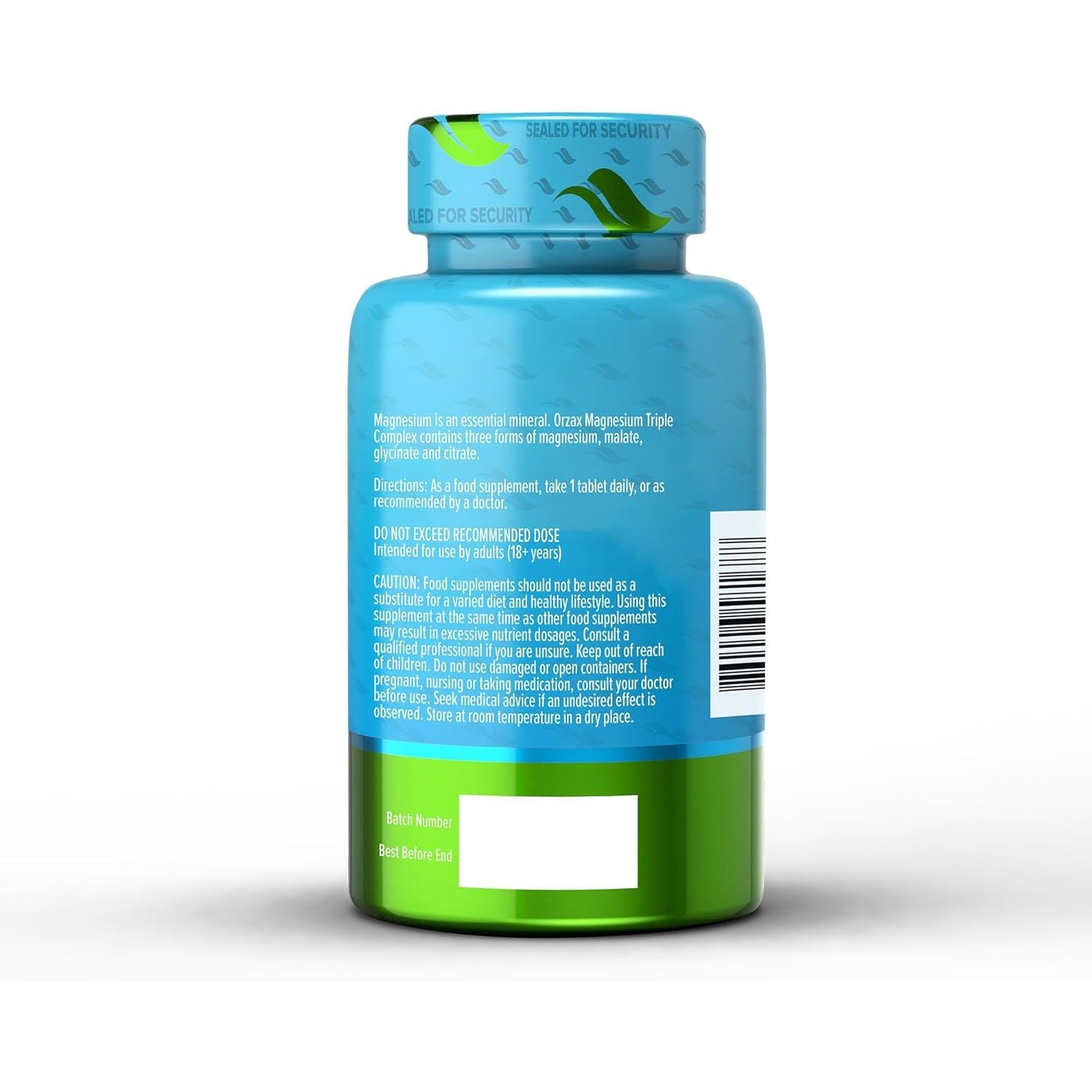 ORZAX Magnesium Glycinate, Citrate, Malate - 200 Mg of Triple Complex Magnesium for Muscles, Nerves, & Energy - Leg Cramps, Calm & Sleep Supplement (60 Tablets)