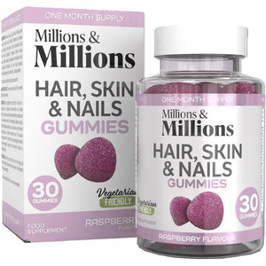Millions & Millions - Hair, Skin & Nails Multivitamin Gummies • Maintenance of Hair, Skin & Nails • Suitable for Vegetarians • 30 Gummies • 1 Month Supply