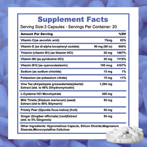 Liver Support Recover | Liver Detox Supplement with DHM + L-Cysteine | Feel Better after Drinking & Support Your Liver | 12 Doses | Dihydromyricetin, Cysteine, Prickly Pear, B-Vitamins, Ginger