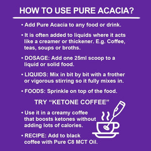 Pure Acacia Fibre | 0G Carbs | Zero Calories | Prebiotic Soluble Fibre Powder Supplement | Supports Fasting & Ketogenic Diet | 500G Pouch | Ketosource®
