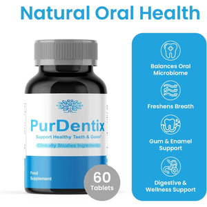 Purdentix - All Natural Teeth & Gum Care Supplement with Probiotics, Supports Oral Health, Fresh Breath, Vegan, 60 Tablets,Slim Warriors