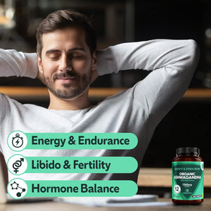 Organic Ashwagandha 1200Mg - 365 Tablets High Concentration Vegan Organic Root Extract - 12 Months Supply