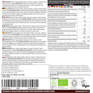 Organic 7 Mushroom Blend Powder 200G with Lion'S Mane, Reishi, Chaga, Cordyceps, Tremella, Maitake & Shiitake by Sevenhills Wholefoods