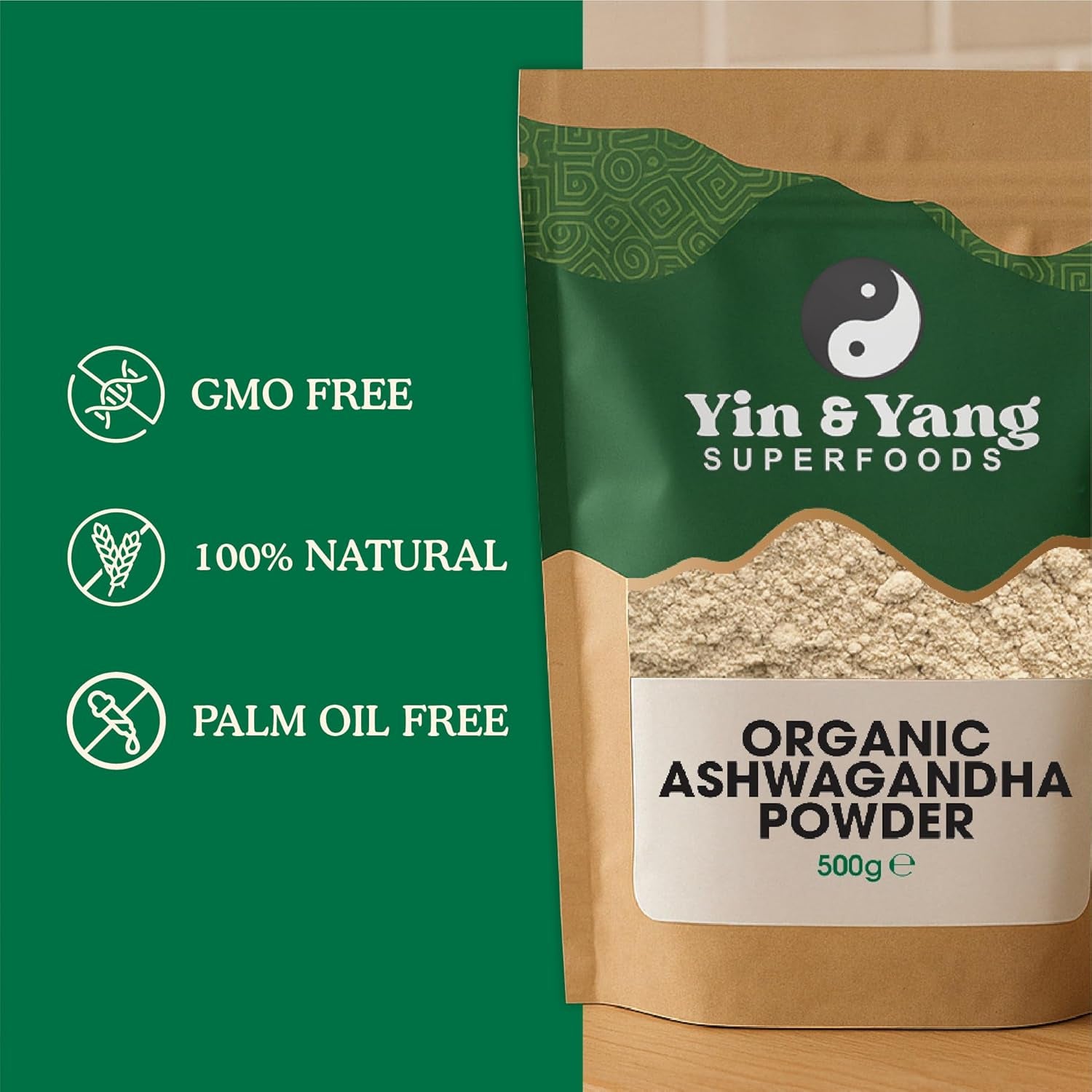 Organic Ashwagandha Powder 500G, by Yin & Yang Superfoods. 100% Pure and Raw - Premium Quality. Vegan, Gluten Free & Palm Oil Free.