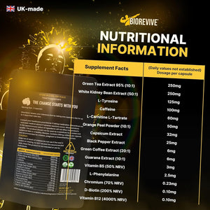 Biorevive Cut Xtreme Thermogenic Fat Burner – New Formula Vegan 780Mg Capsules with L-Carnitine, Green Tea, B Vitamins & Caffeine for Energy, Focus & Metabolism Support, Pre-Workout Supplement