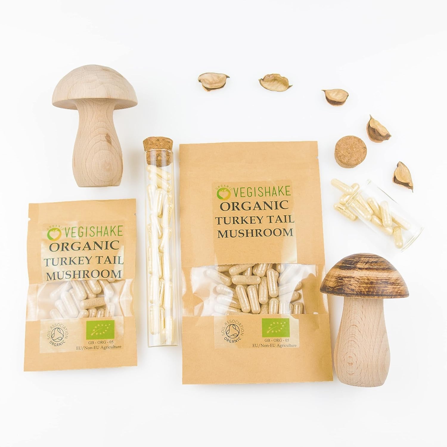 Organic Mushroom HPMC Capsules 600Mg Polysaccharides Immune Vegan Kosher Halal (60 Capsules)