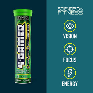 Gaming Supplement 4Gamer- Stimulants for Energy, Focus & Vision - Nootropic Brain Booster with Caffiene, Taurine & Vitamins (6 Tubes)