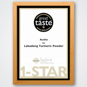 Ausha Lakadong Turmeric Root Powder 500G - 8-9% Curcumin - 1* GREAT TASTE AWARD 2025 - Joint Pain Relief - Use in Cooking, Turmeric Latte Powder, Tea - GREAT TASTE PRODUCER