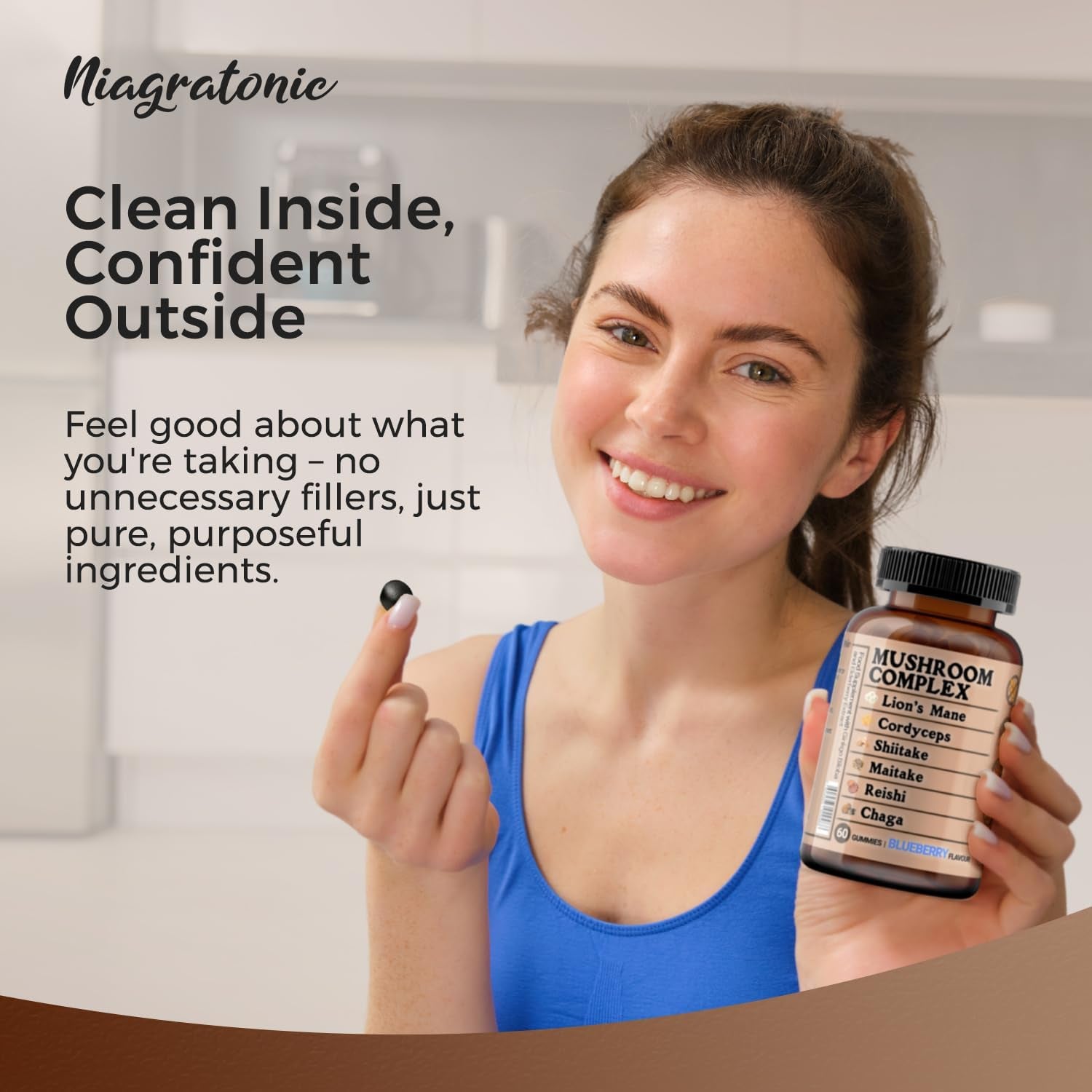 Mushroom Complex 60 Gummies, Lion’S Mane, Cordyceps, Shiitake, Maitake, Reishi, Chaga with Ginkgo Biloba and Elderburry Extract, Sugar Free