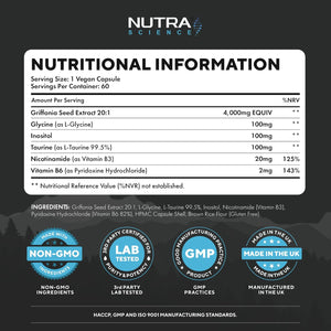 5HPT Ultra 4,000MG - Extra Strength Griffonia Seed Extract Neurotransmitter Support with Nicotinamide, Glycine, Inositol, Vitamin B6, 60 Vegan Capsules