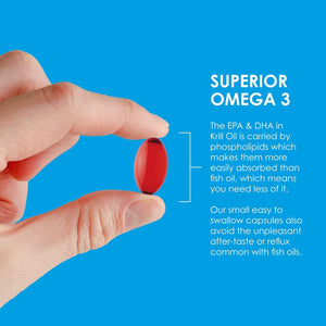 Cleanmarine Krill Oil – Packed with EPA & DHA – Omega 3 with Added Astaxanthin and Choline – Vitamin D – Heart, Eye & Brain Health – Joint & Immune Support - 30 Capsules