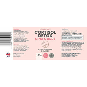 Ashwagandha Cortisol Detox 1000Mg – Cortisol Reducing Supplement for Stress, Anxiety, Sleep, Hormone Balance, Energy & Focus – 60 Vegan Tablets