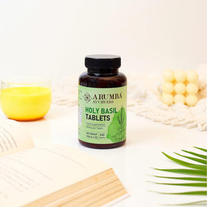 Arumba Ayurveda Tulsi (Holy Basil) Tablets 240 Nos, Ocimum Sanctum - 500 Mg per Tablet, Made from Pure Tulsi Leaf Powder