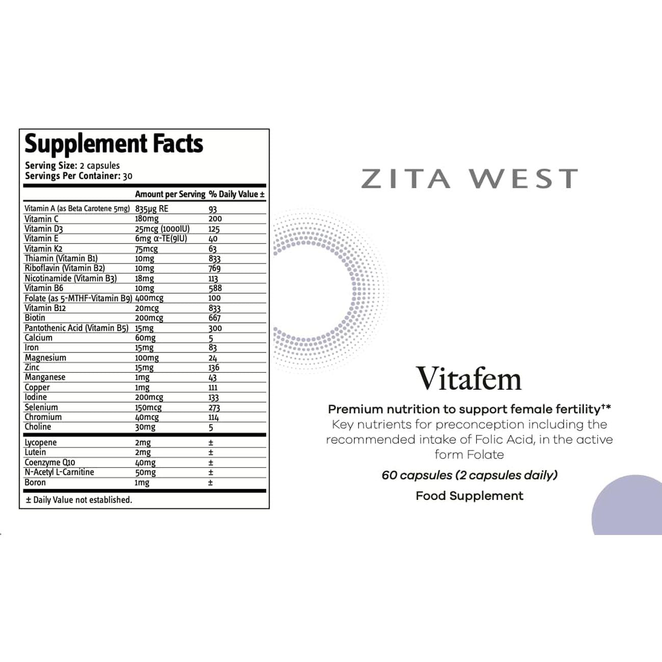 Zita West Couple Bundle - Vitafem & Vitamen Multivitamins - 60 Female Caps & 30 Male Caps (1 Month Supply)