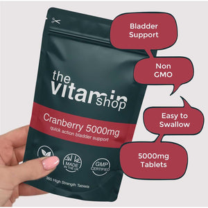 Cranberry 5000Mg High Strength Tablets | 365 Tablets One Year Supply | for Bladder Control | Grip Sealed Pouch | Same Day Fast Secure Dispatch