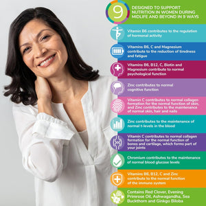 Health & Her Menopause Supplements for Women - Multi-Nutrient Wellbeing Support - Wellbeing for Menopause - 1 Month Supply, 60 Capsules - Vegan