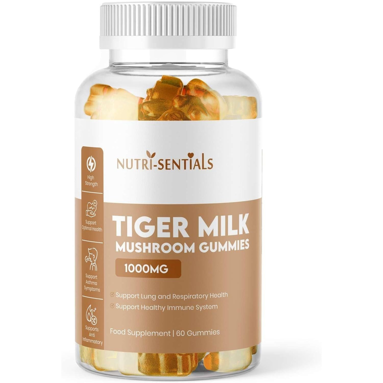 Tiger Milk Mushroom Gummies – High-Strength Dietary Supplement for Immune Support and General Wellness, 1000Mg, 60 Count