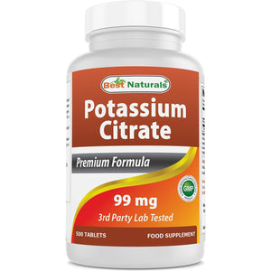 Best Naturals Potassium Citrate 99Mg 500 Tablets - 3Rd Party Lab Tested