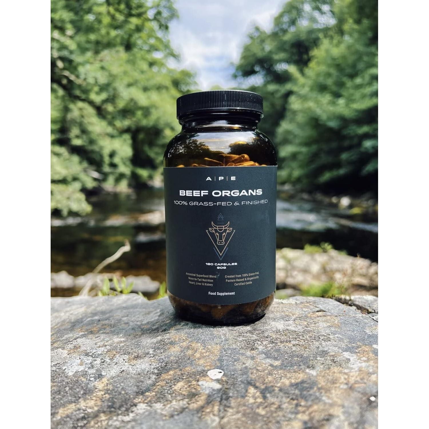 APE Nutrition Beef Organs Grass Fed - Liver Kidney Heart Organ Capsules, Ancestral Supplement UK, Nose to Tail, 100% Grass Fed & Finished, No Antibiotics Hormones or Gmos, 180 500Mg Capsules