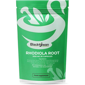 Black Swan Rhodiola Root Capsules - 1000Mg Enhanced Energy Level Immune System Support Weight Management Muscle Support Natural Vegan Supplement - 30 Capsules 1 Month Supply