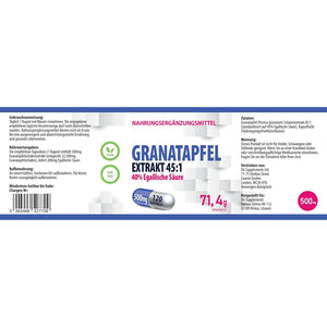 Hepatica Pomegranate Extract 22,500Mg Equivalent (500Mg of 45:1 Extract) 120 Vegan Capsules, 40% Ellagic Acid, 3Rd Party Lab Tested, High Strength Supplement