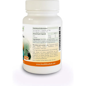 Zinc Complex 15Mg 90 Capsules, without Magnesium Stearate, Zinc Contributes to the Normal Function of the Immune System & to the Maintenance of Normal Skin, Hair & Nails, Made in Wales