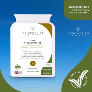 Zinc Picolinate 30 | 30Mg Zinc Supplements for Men & Women | High Strength Mineral Supplement | 2 Months Supply, 60 Vegan Capsules, Made in UK