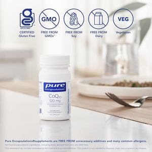 Pure Encapsulations - Coq10 120Mg - Coenzyme Q10 in Its Biologically Active Form - Boost Immune System - 30 Capsules