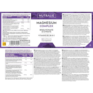 Magnesium Glycinate Complex - 2145Mg Bisglycinate + Citrate Magnesium Supplements - Vitamins C B5 B6 - High Strength - 120 Capsules Nutralie