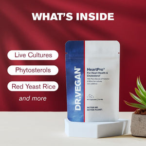 Heartpro Plant Sterols | 8 Billion Live Cultures | for Heart Health and Cholesterol | 60 Vegan Capsules | Two-A-Day | DR.VEGAN